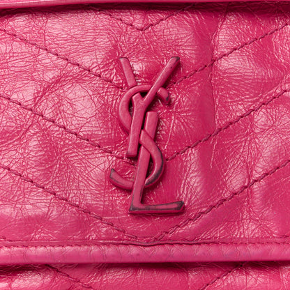 Saint Laurent Crinkled Calfskin Matelasse Monogram Baby Niki Chain Satchel Freesia 9 of 13