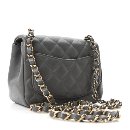 Chanel Lambskin Quilted Mini Square Flap Dark Grey 3 of 10