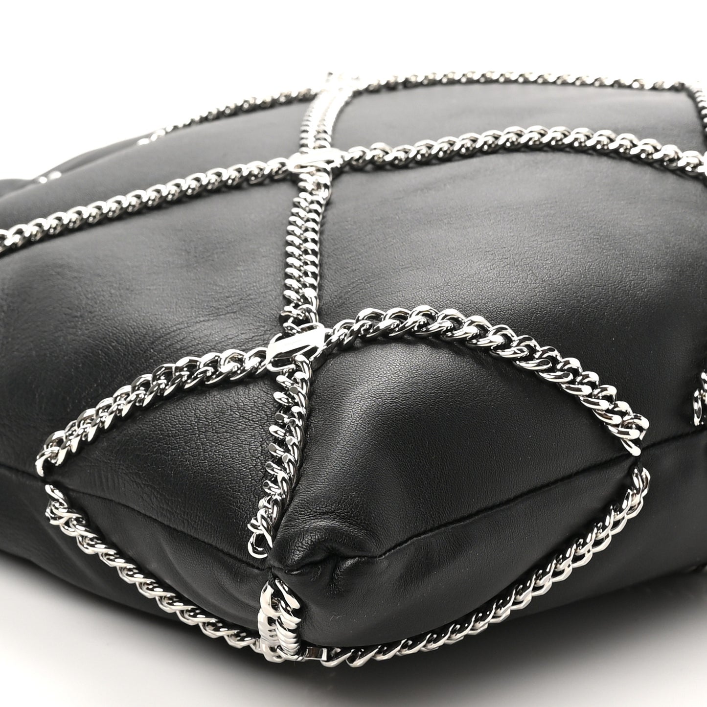 Nappa Chain Drawstring Shoulder Bag Black