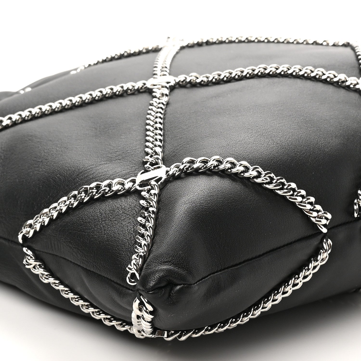 Salvatore Ferragamo Nappa Chain Drawstring Shoulder Bag Black 8 of 9