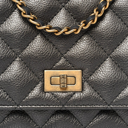 Chanel Metallic Calfskin Quilted Reissue Wallet On Chain WOC Charcoal 8 of 14