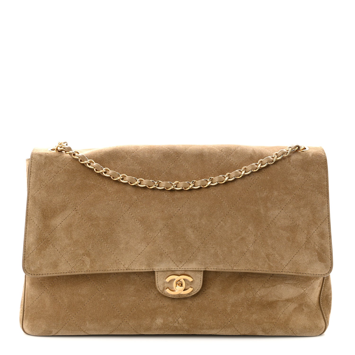 Chanel Suede Calfskin Souplissimo Maxi Flap Dark Beige