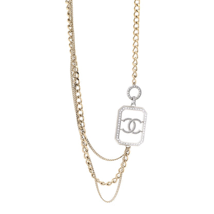 Chanel Crystal Chain CC Multi Strand Necklace Gold Silver 1 of 7