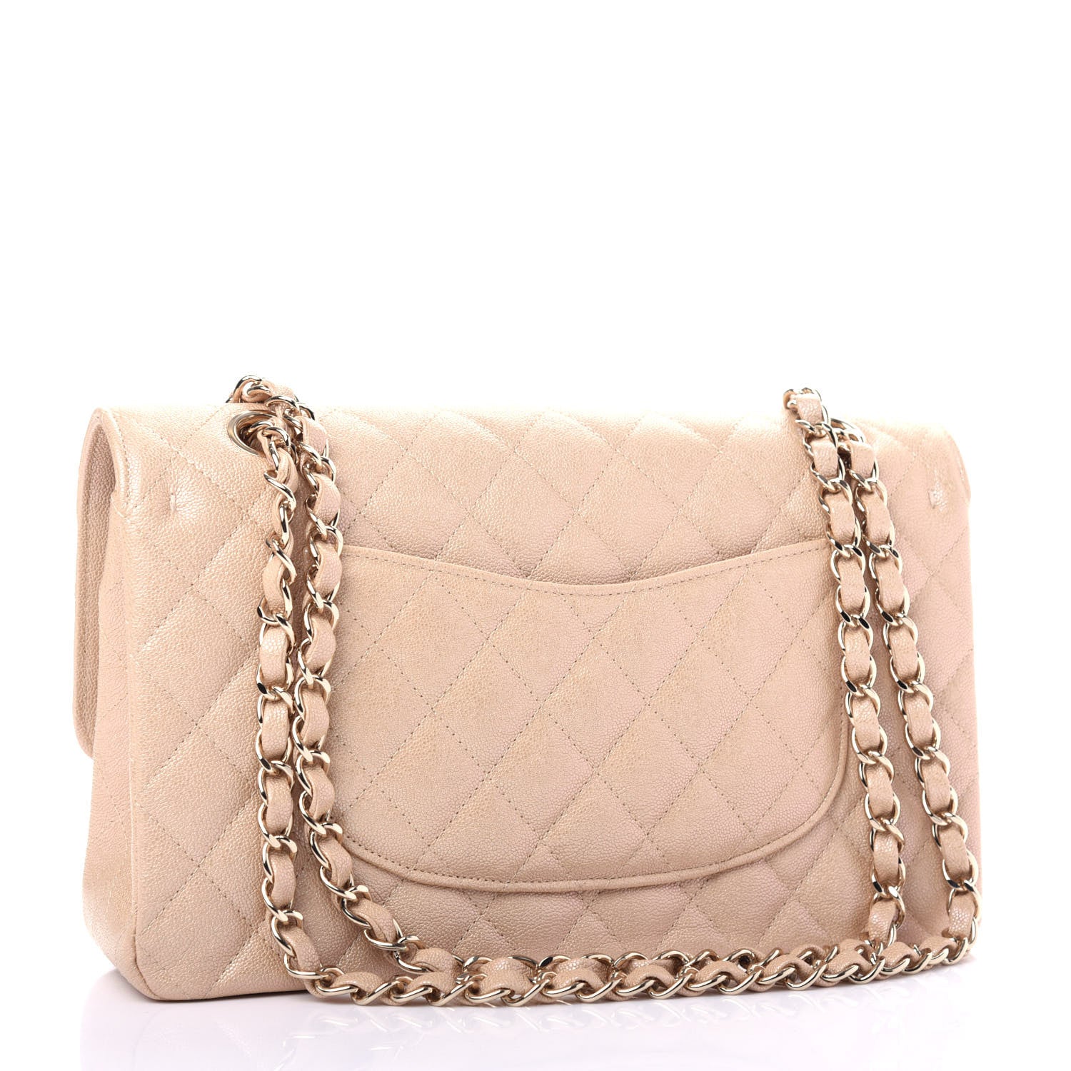 Chanel Iridescent Caviar Quilted Medium Double Flap Beige 3 of 10