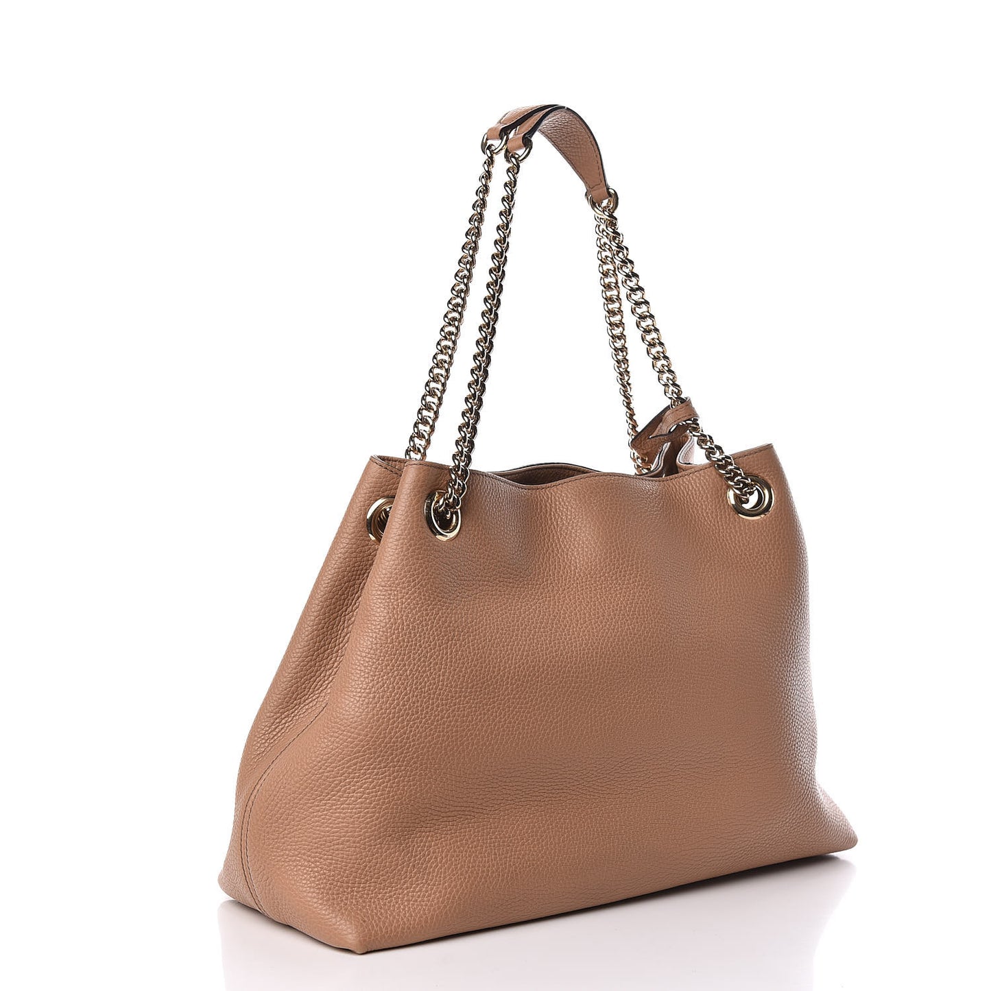 Pebbled Calfskin Medium Soho Chain Shoulder Bag Camelia