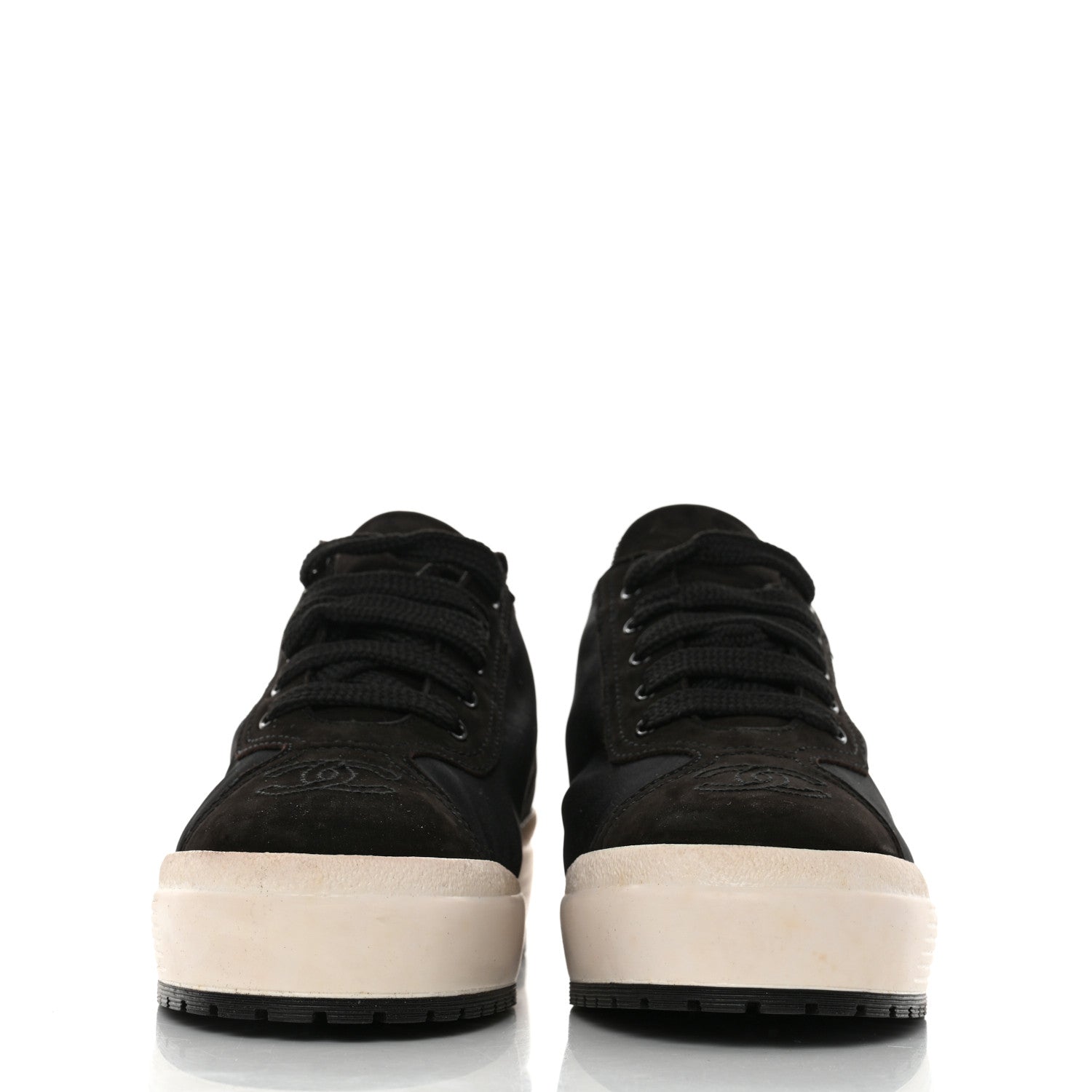 Chanel Nylon Suede CC Sneakers 38 Black 2 of 11
