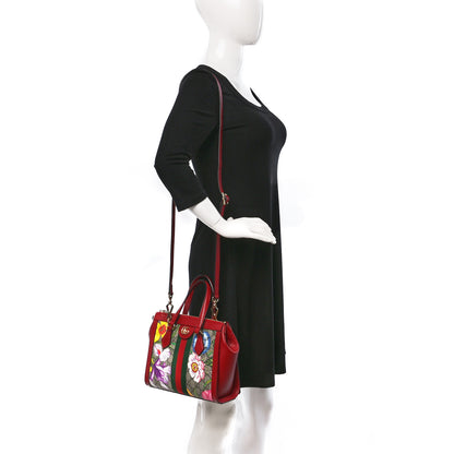 Gucci GG Supreme Monogram Flora Web Small Ophidia Tote Bag Red 2 of 14