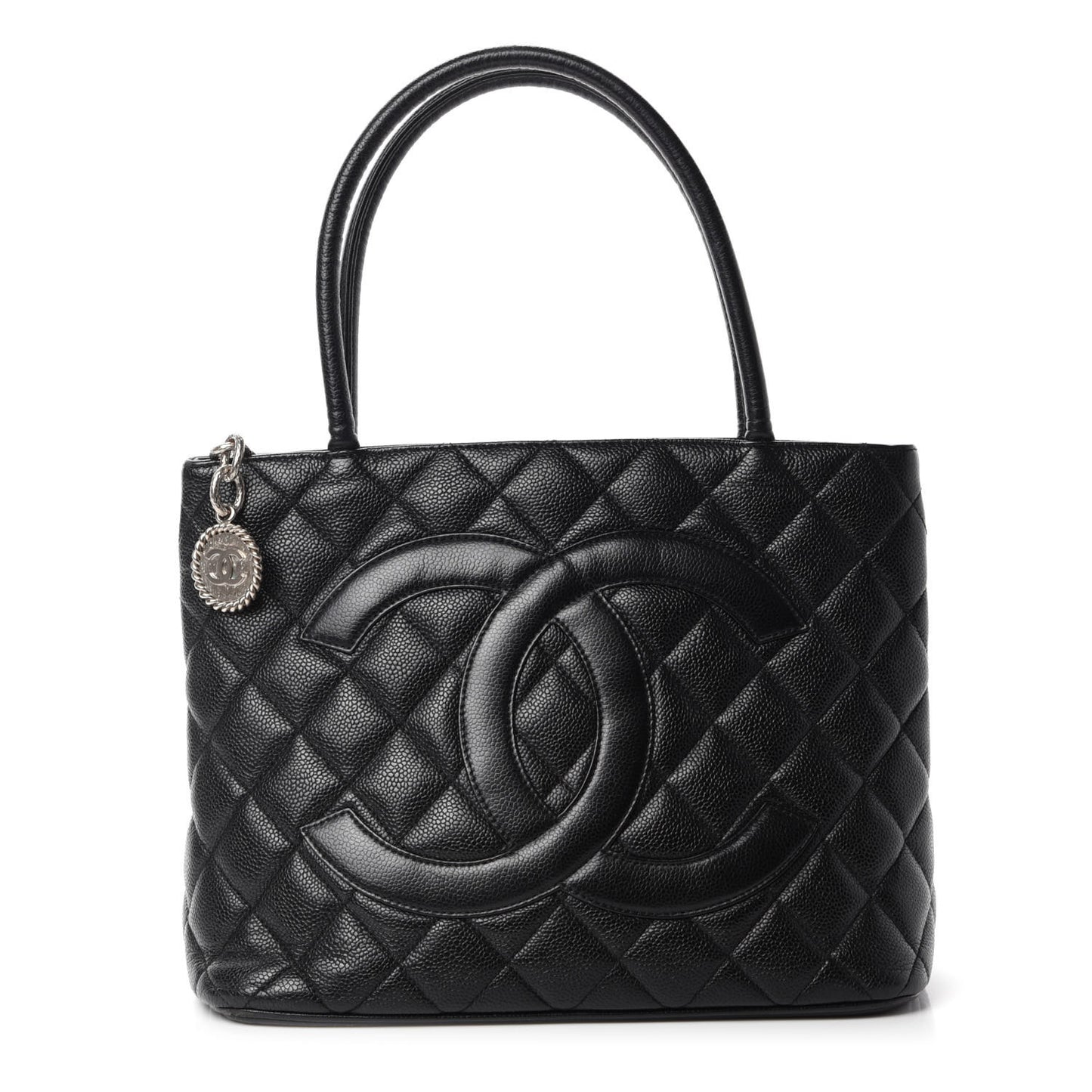Caviar Quilted Medallion Tote Black