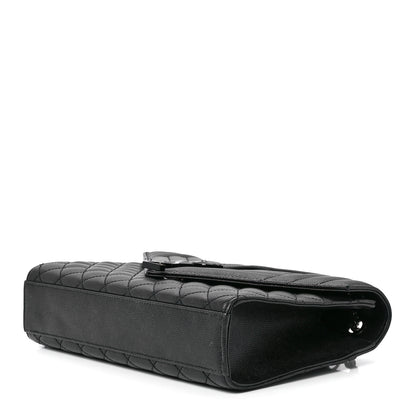 Saint Laurent Grain De Poudre Textured Mixed Matelasse Triquilt Medium Monogram Monochrome Satchel Black 10 of 12