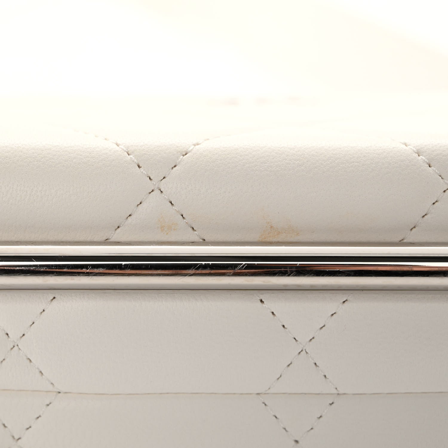 Chanel Quilted Lambskin Metal Bar Clutch Bag White 11 of 12
