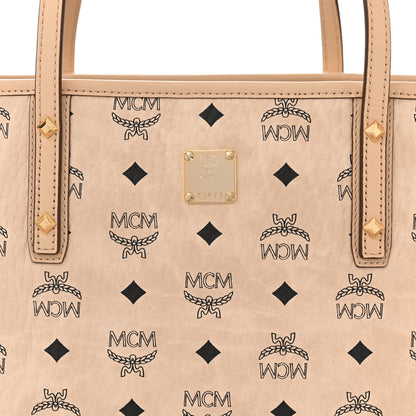 MCM Visetos Medium Top Zip Shopper Tote Beige 8 of 10