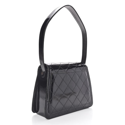 Chanel Glazed Calfskin Stitched Shoulder Flap Bag Black 3 of 13