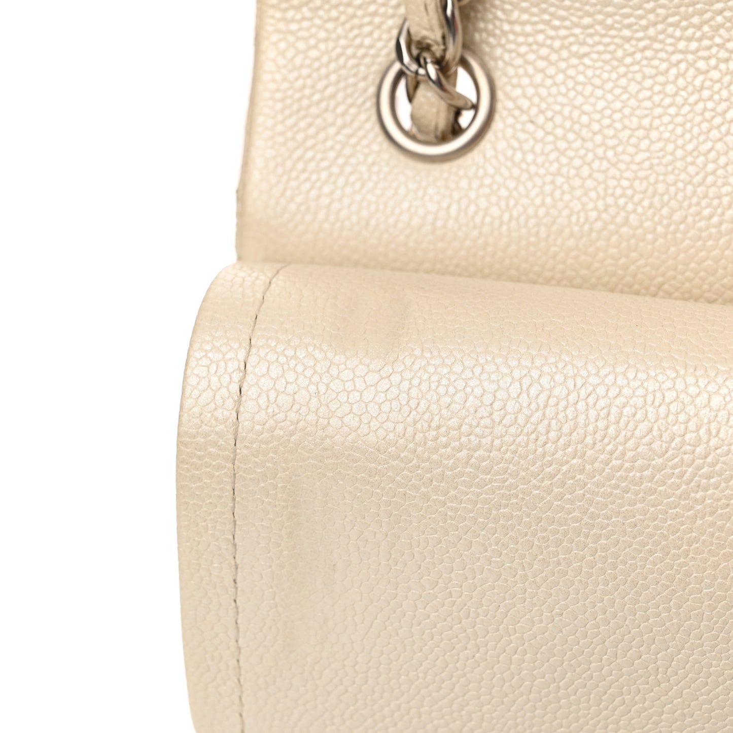 Iridescent Caviar Quilted Jumbo Double Flap Dark White