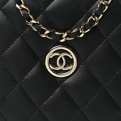Chanel Lambskin Quilted Compact Vanity Case Purse With Chain Black 9 of 12