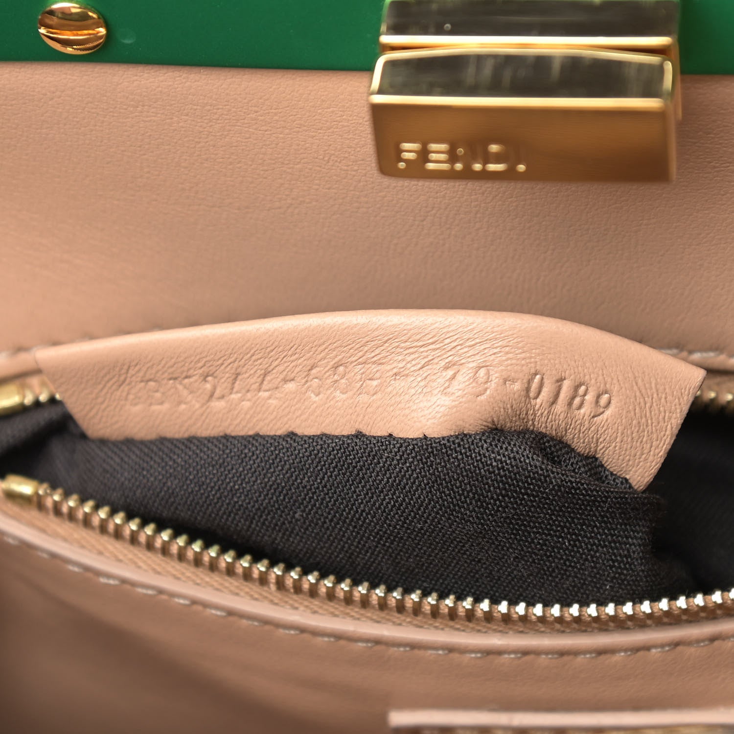 Fendi Nappa Colorblock Mini Peekaboo Iconic Satchel Oliva Vacchetta Powder Pink 9 of 14