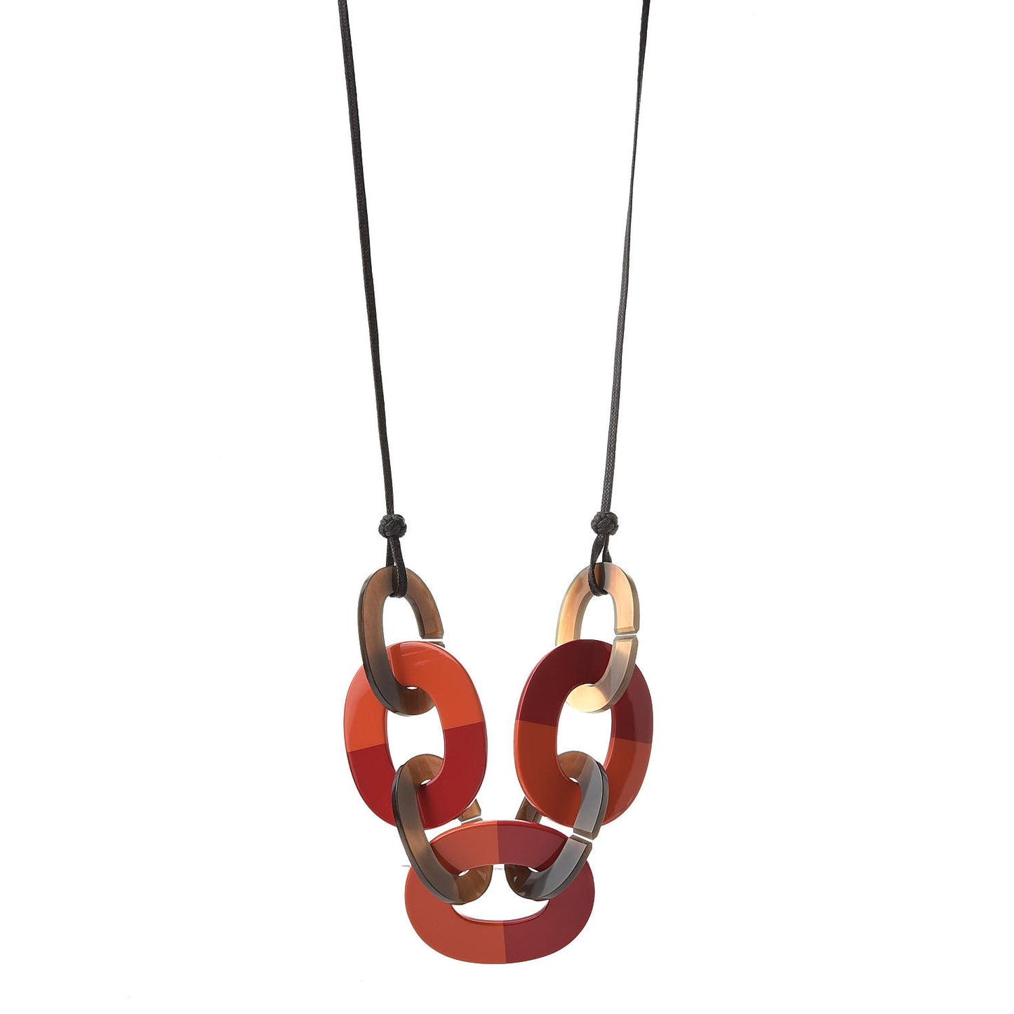 Lacquered Wood Buffalo Horn Karamba Necklace