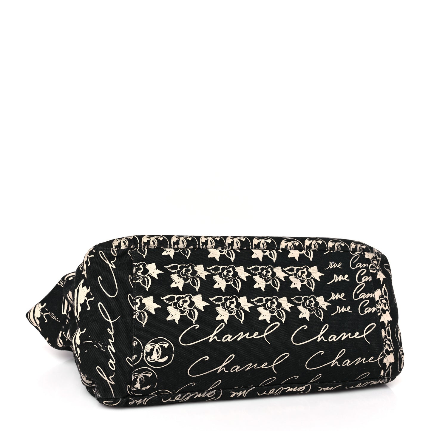 Canvas Camellia Flower Tote Black