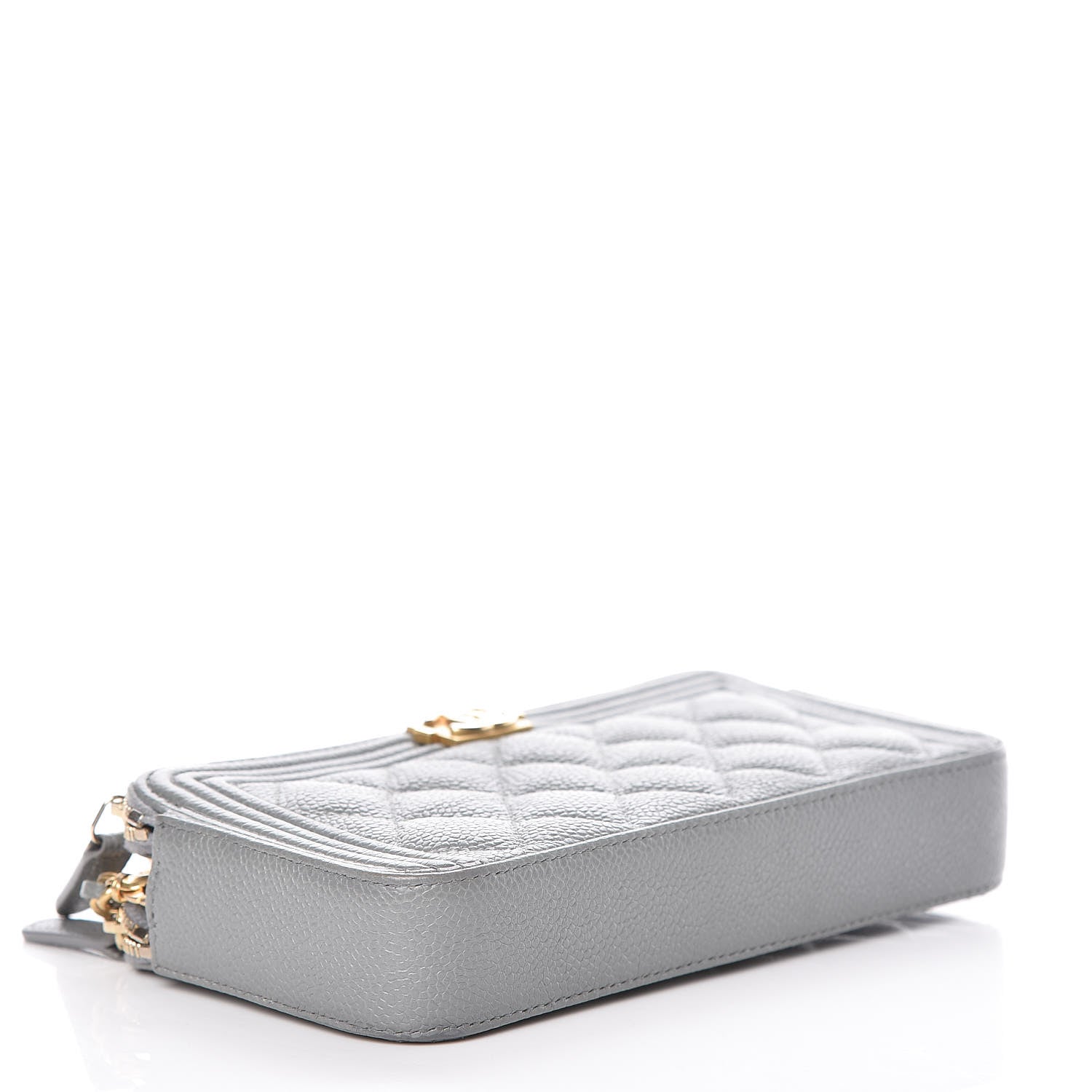 Chanel Caviar Quilted Small Boy Clutch With Chain Grey 4 of 15