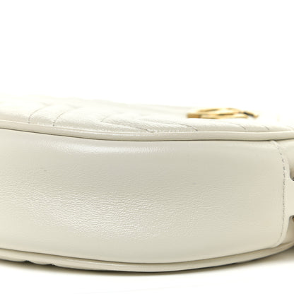 Gucci Calfskin Matelasse Mini GG Marmont Round Shoulder Bag White 6 of 11