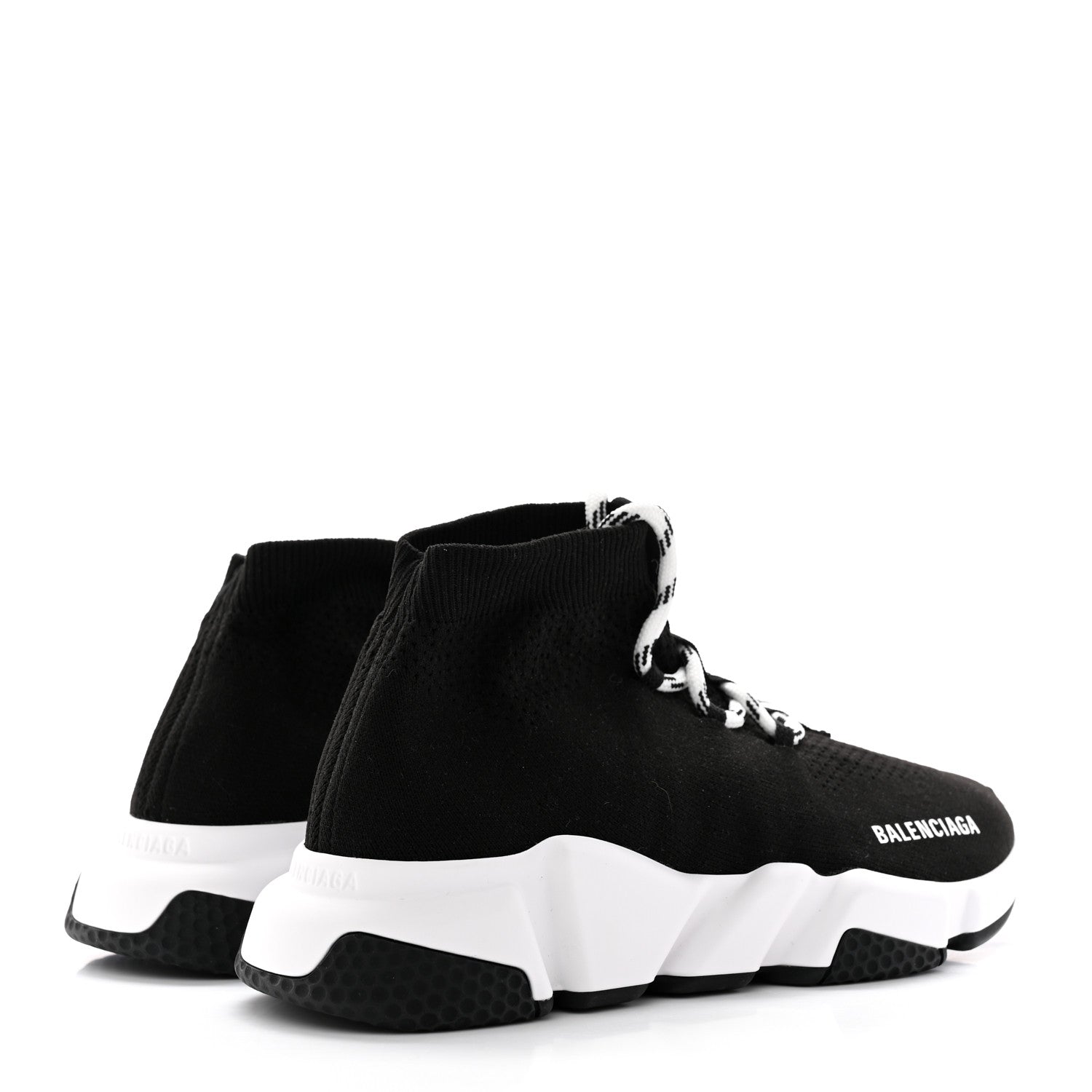 Balenciaga Recycled Knit Bi-Color Sole Womens Speed Lace Up Sneakers 37 Black White 4 of 13