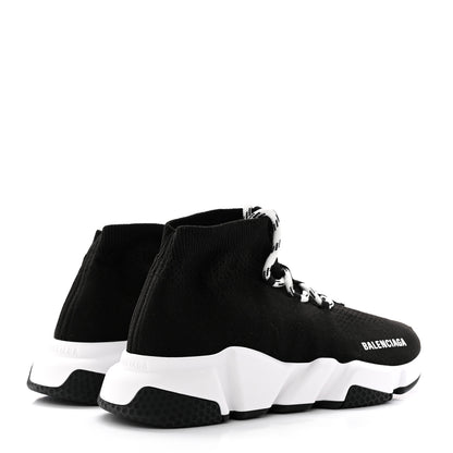 Balenciaga Recycled Knit Bi-Color Sole Womens Speed Lace Up Sneakers 37 Black White 4 of 13