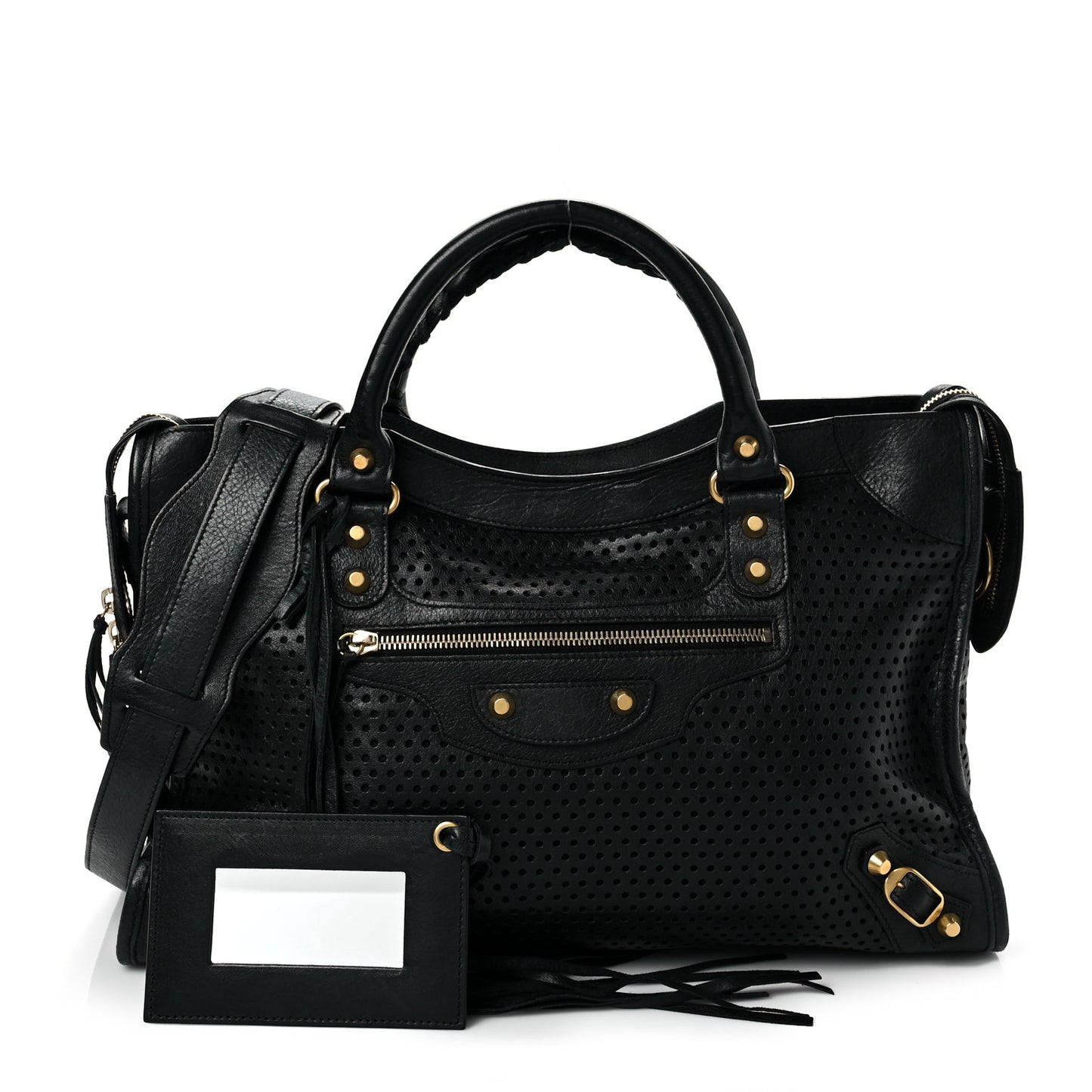 Agneau Laser Cut Cross Classic Gold Hardware City Black