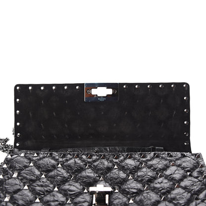 Valentino Garavani Craquele Nappa Rockstud Spike Wallet on Chain Black 6 of 9