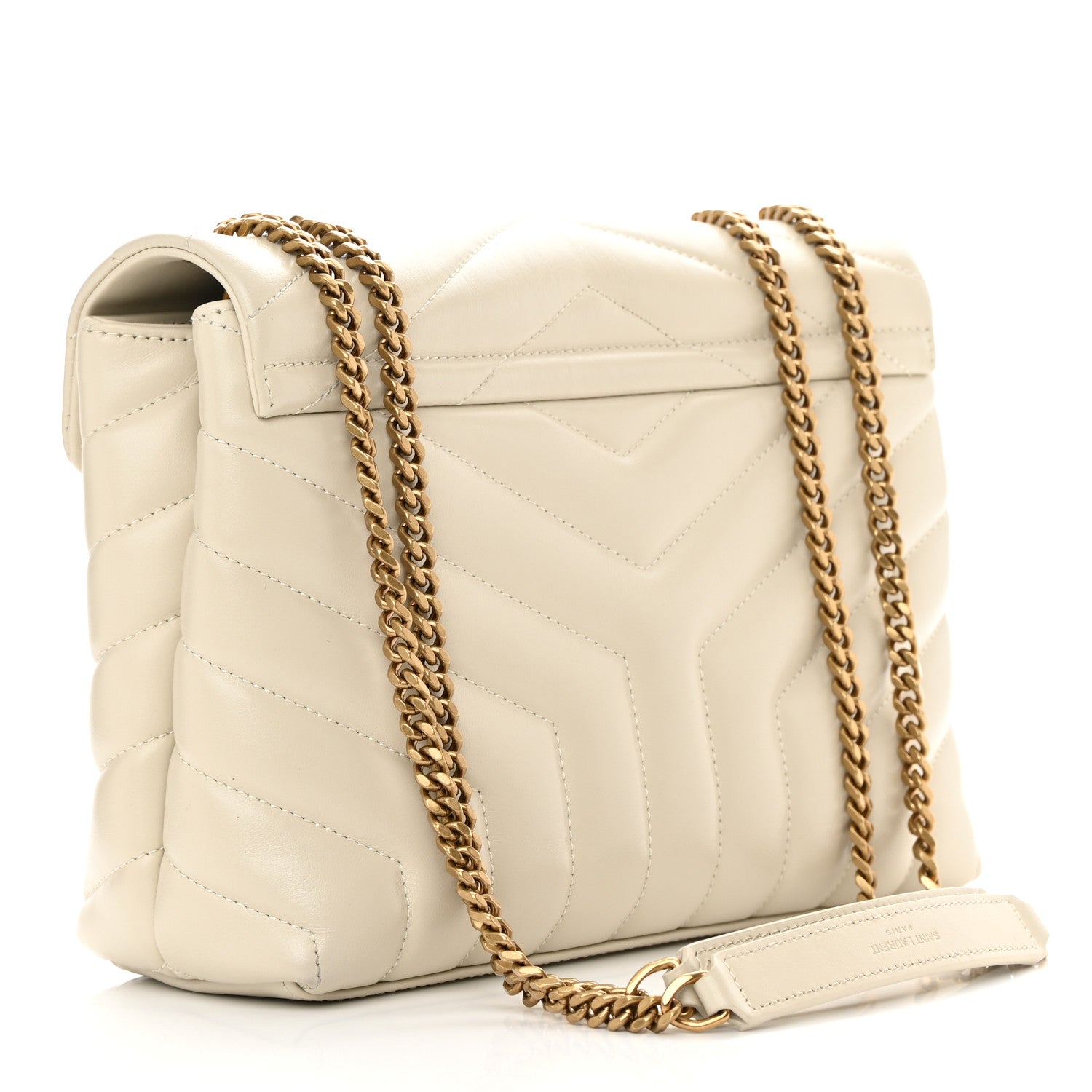 Saint Laurent Calfskin Y Quilted Monogram Small Loulou Chain Satchel Blanc Vintage 3 of 14