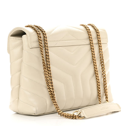 Saint Laurent Calfskin Y Quilted Monogram Small Loulou Chain Satchel Blanc Vintage 3 of 14