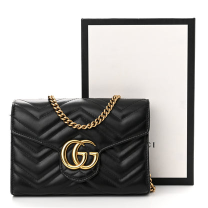 Gucci Calfskin Matelasse GG Marmont Chain Wallet Black 10 of 10