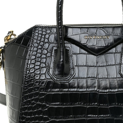 Givenchy Calfskin Crocodile Embossed Small Antigona Black 9 of 13