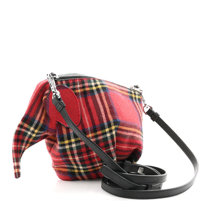 Loewe Wool Calfskin Mini Elephant Crossbody Bag Red Tartan 3 of 9
