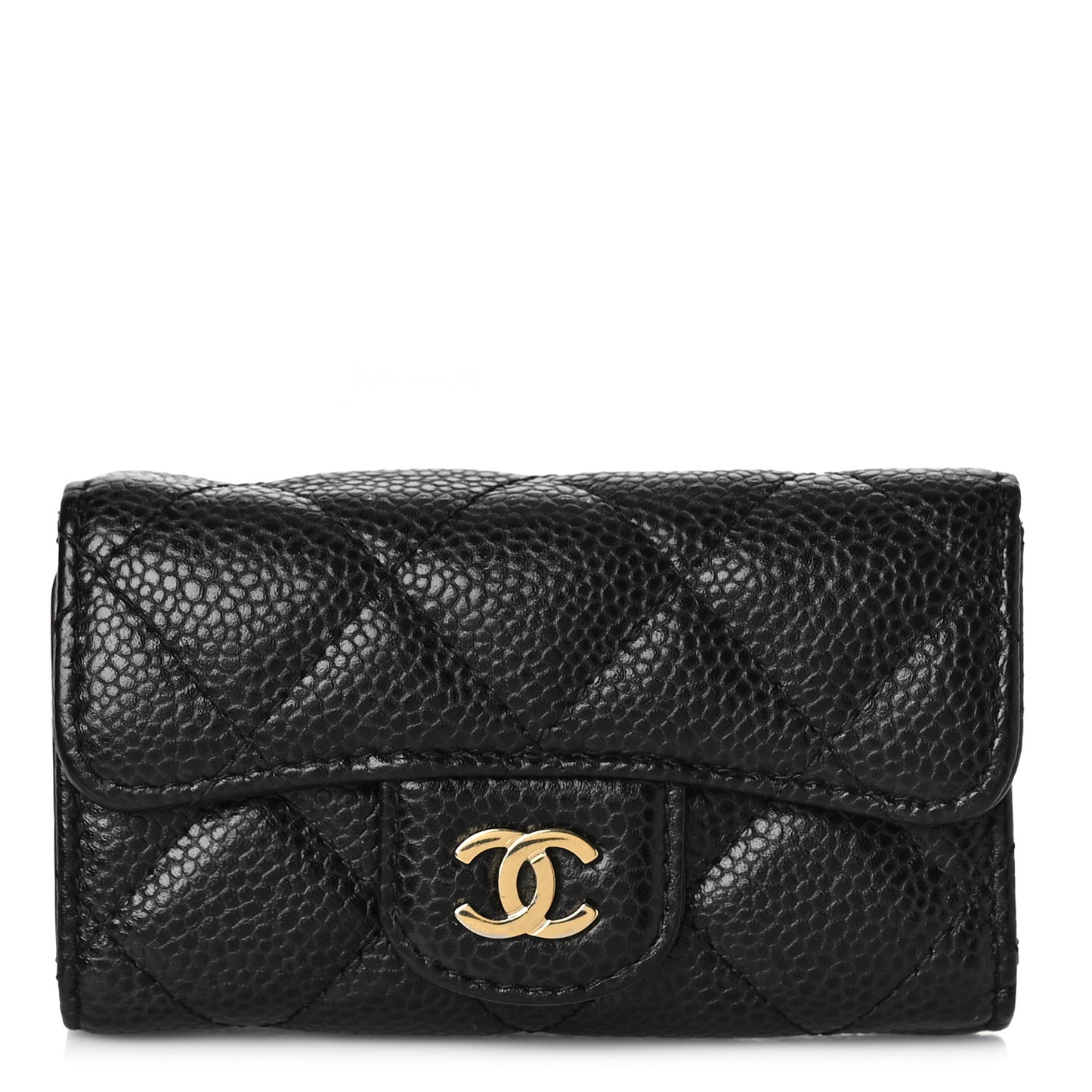 Caviar Quilted 6 Key Holder Black