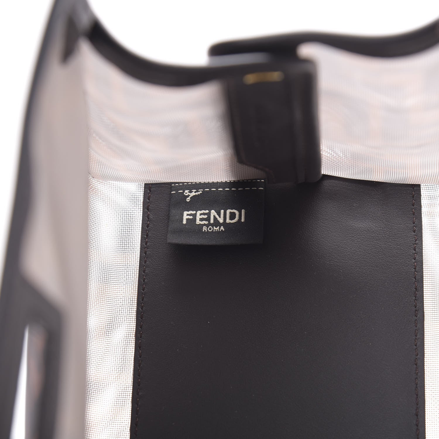 Fendi Mesh Vitello Century FF 1974 Mini Peekaboo Defender Cover Marrone Black Ebano 6 of 10