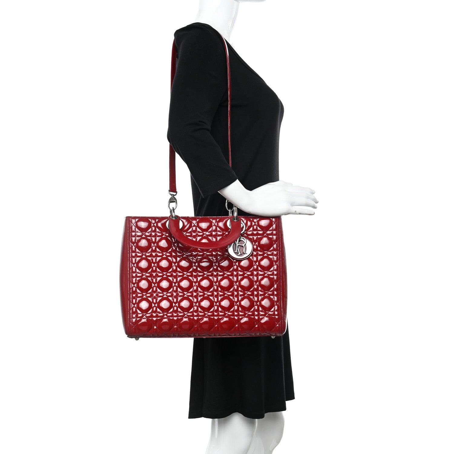 Christian Dior Patent Cannage Large Lady Dior Red 3 of 19