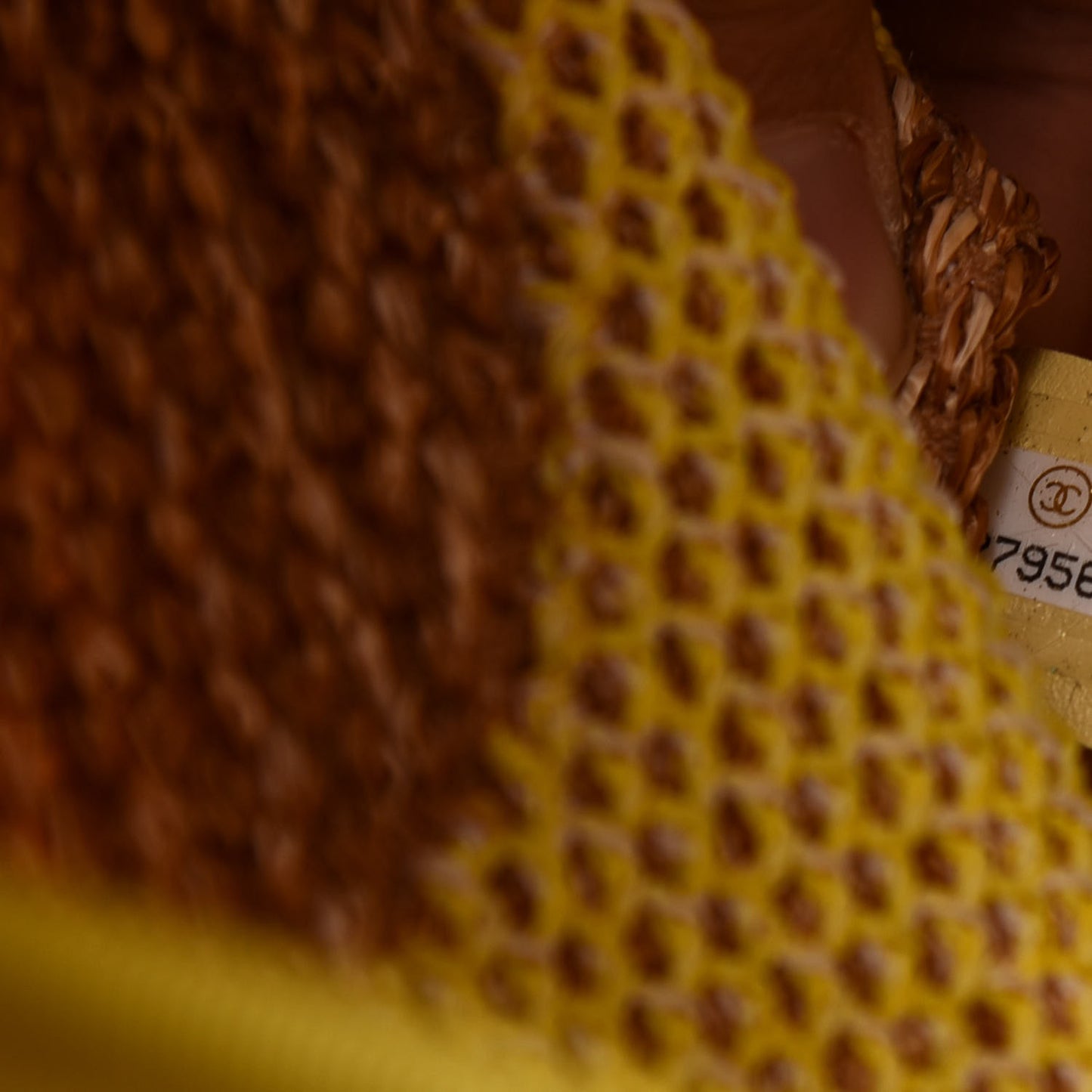 Mixed Fibers Large Shopping Bag Yellow Brown