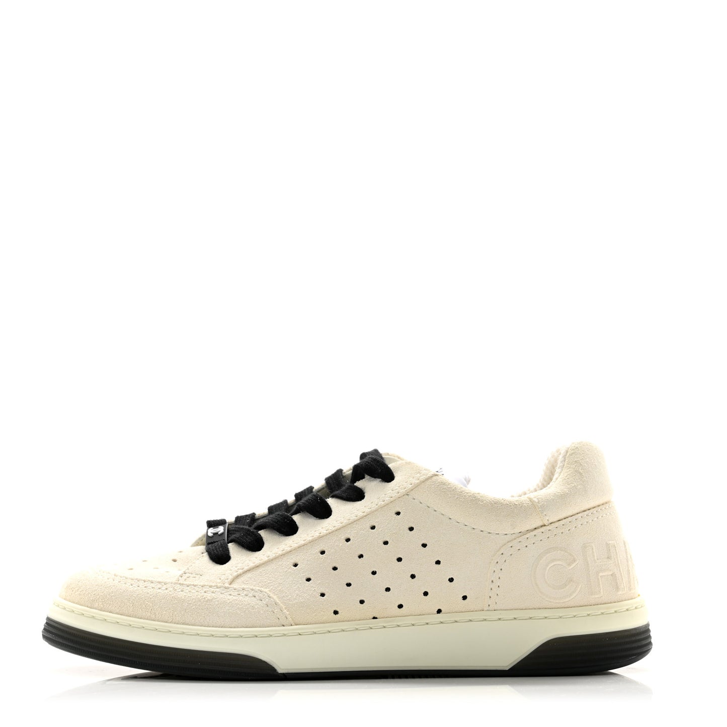 Suede Calfskin Logo Sneakers 38.5 Black White