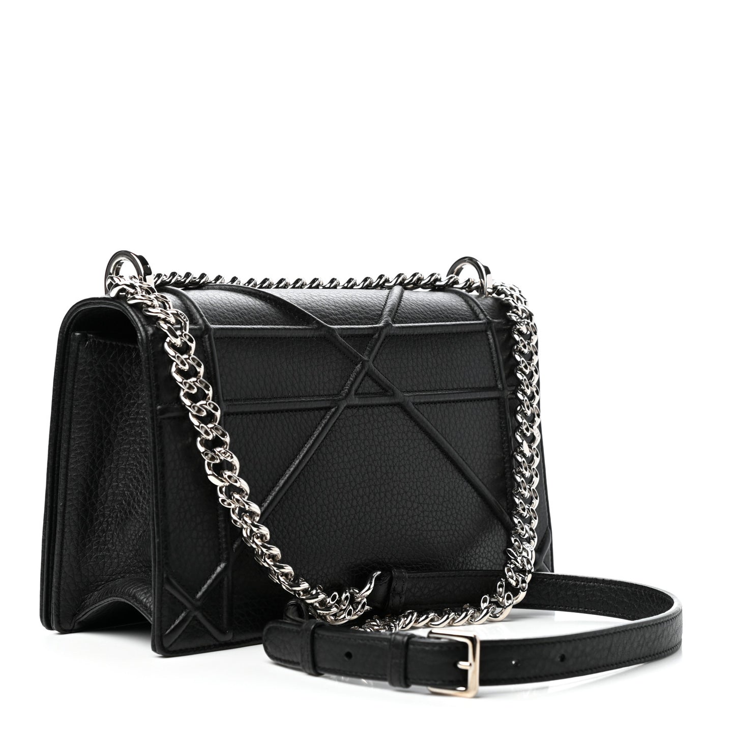 Grained Calfskin Medium Diorama Flap Bag Black