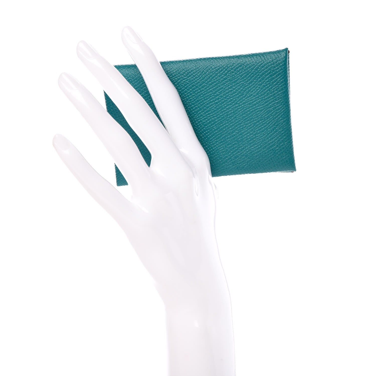 Hermes Epsom Calvi Card Case Bleu Paon 2 of 8