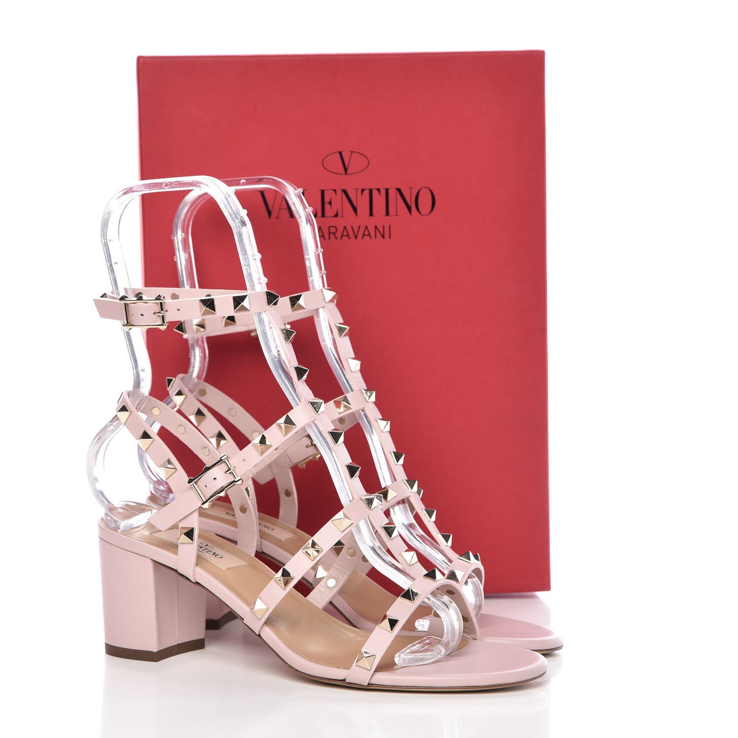 Calfskin Rockstud 60mm City Sandals 38.5 Water Rose