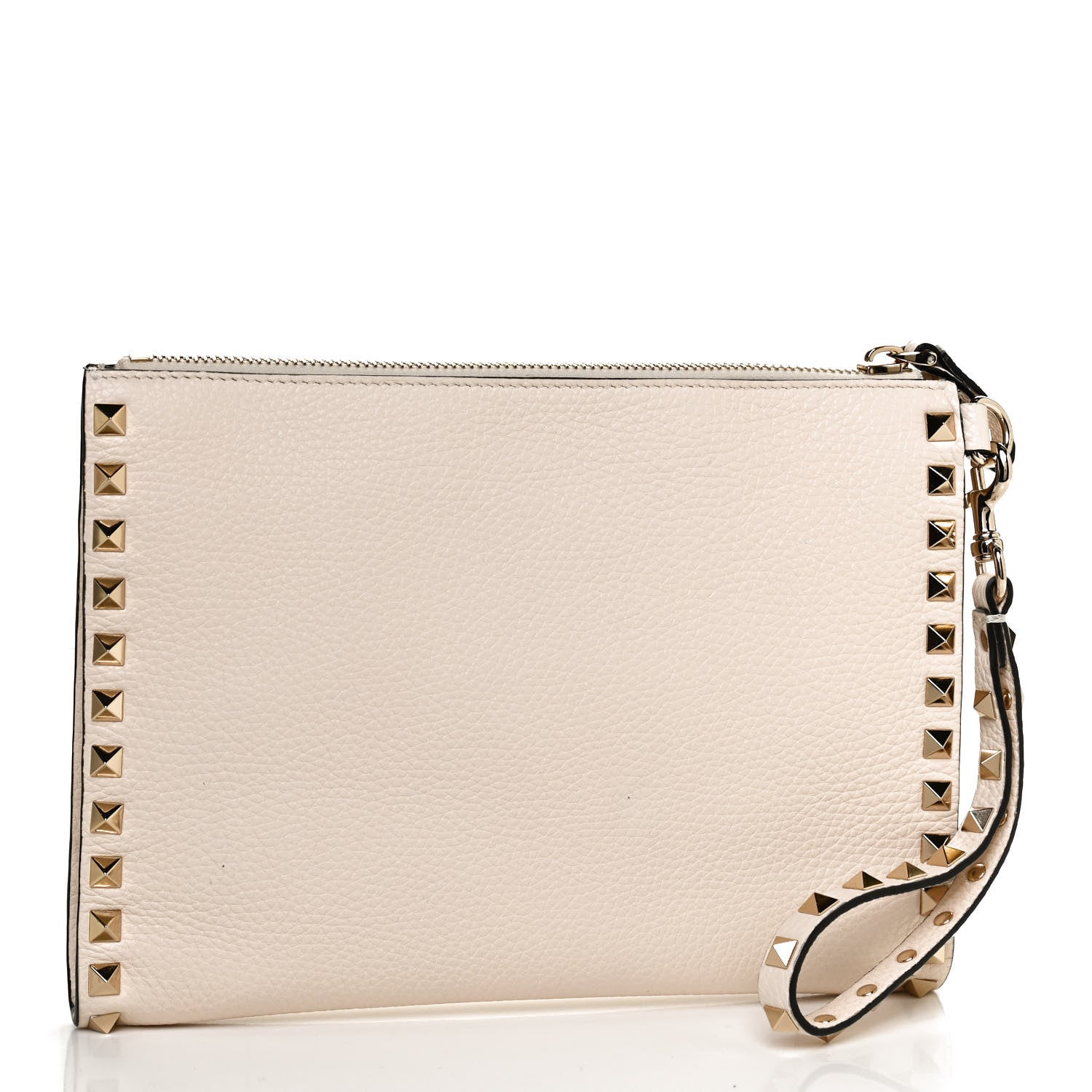 Valentino Garavani Pebbled Calfskin Rockstud Wristlet Clutch White 3 of 11