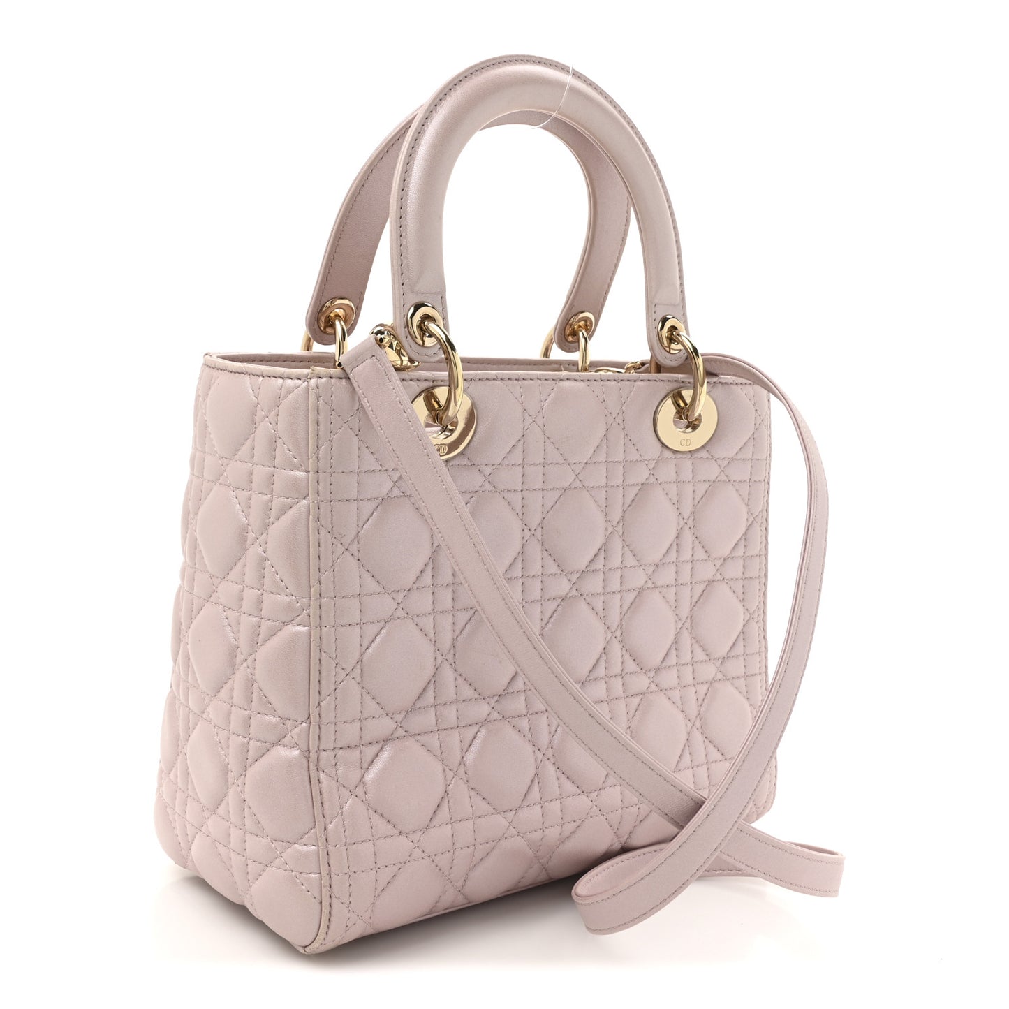 Pearly Lambskin Cannage Medium Lady Dior Lotus