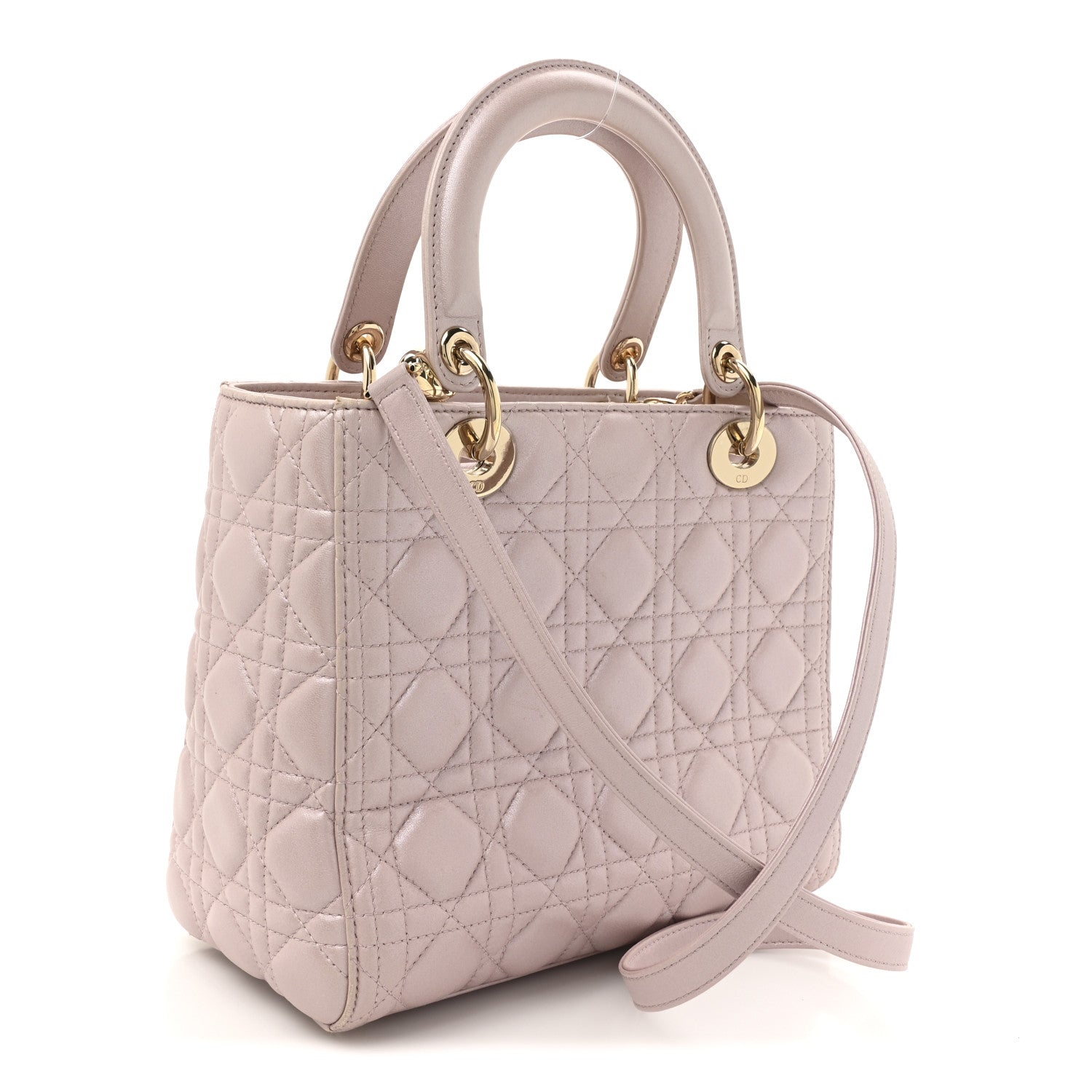 Christian Dior Pearly Lambskin Cannage Medium Lady Dior Lotus 3 of 16
