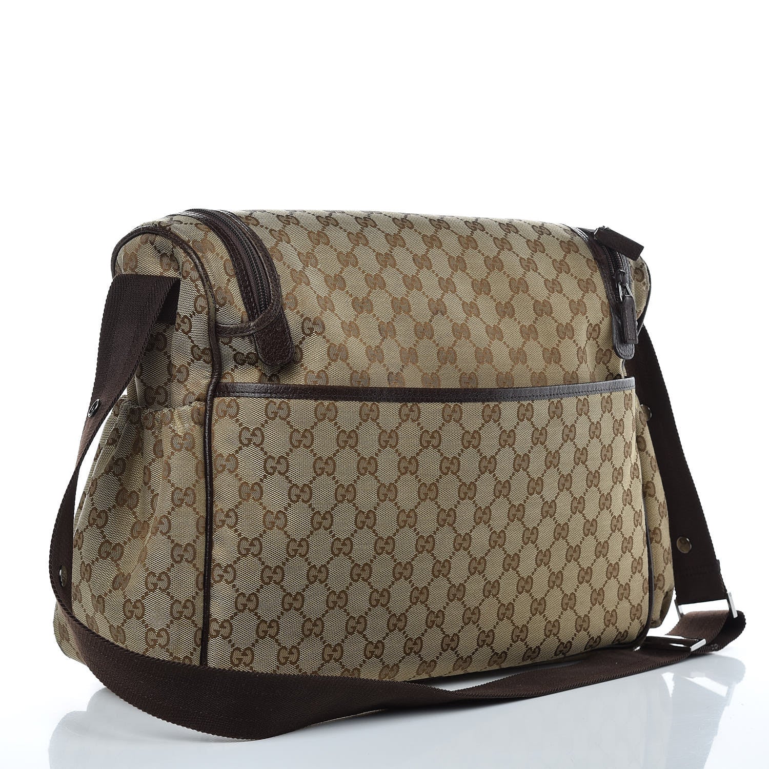 Gucci Monogram Natural Pigskin Large Diaper Bag Beige Ebony Cocoa Dark Chocolate 4 of 18