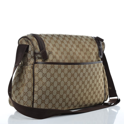 Gucci Monogram Natural Pigskin Large Diaper Bag Beige Ebony Cocoa Dark Chocolate 4 of 18