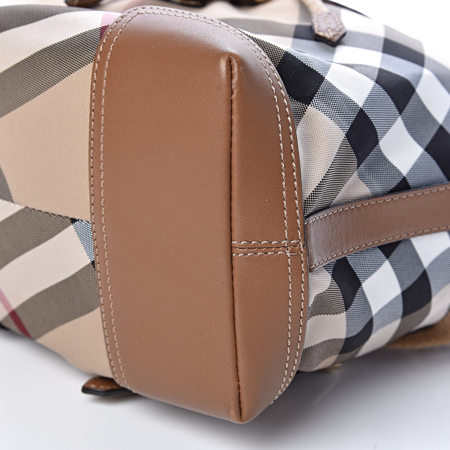 Nylon Calfskin Nova Check Backpack Brown