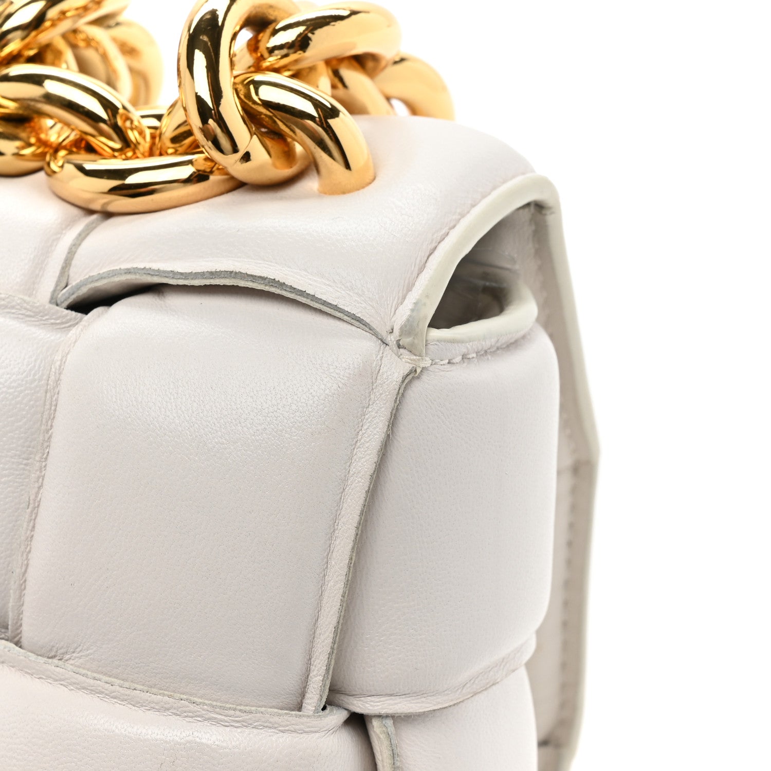 Bottega Veneta Lambskin Maxi Intreccio Padded Chain Cassette Crossbody Bag White 14 of 15