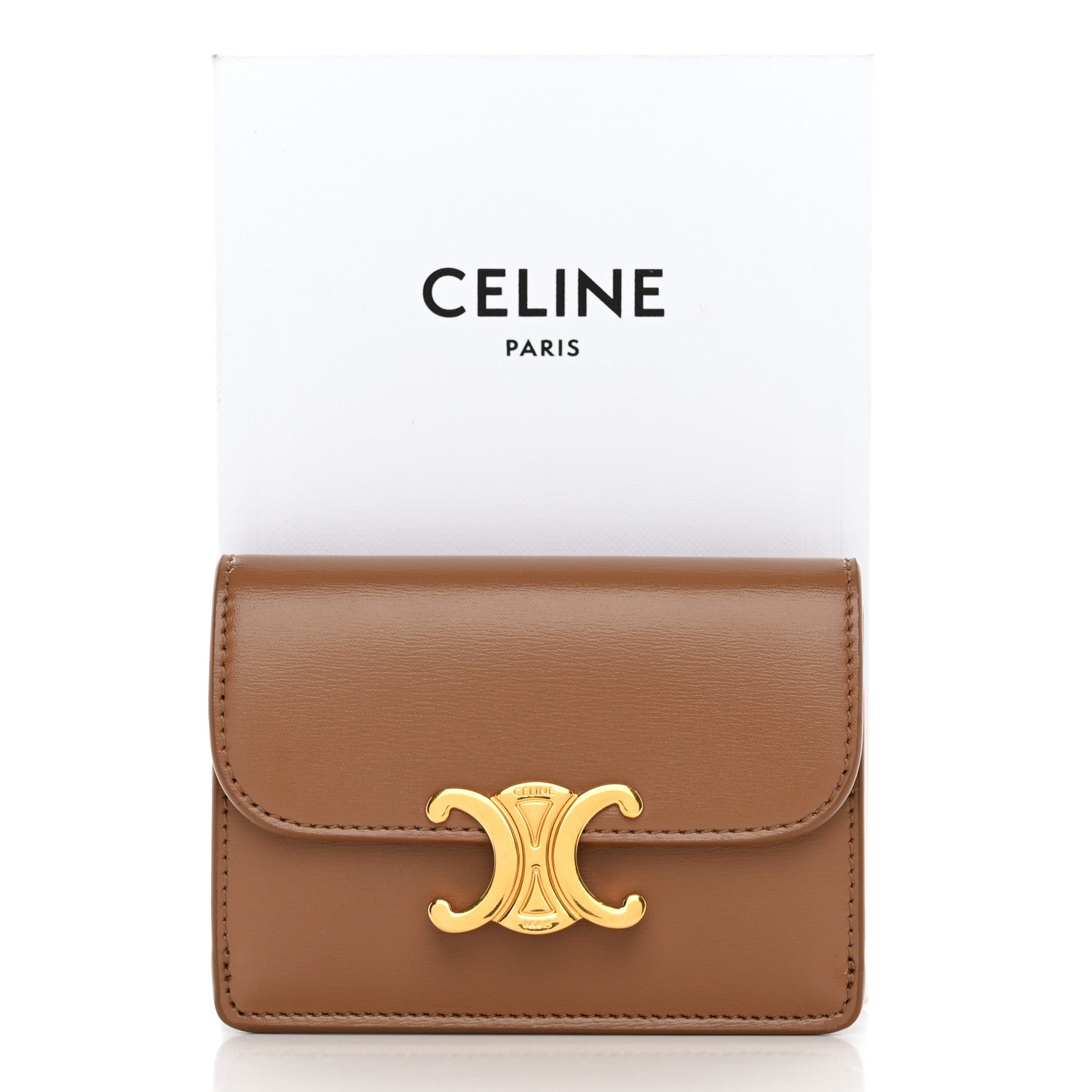Celine Shiny Calfskin Triomphe Flap Card Holder Bronze 11 of 11