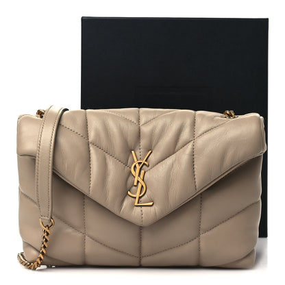 Saint Laurent Lambskin Quilted Toy Loulou Puffer Monogram Chain Satchel Dark Beige 10 of 10