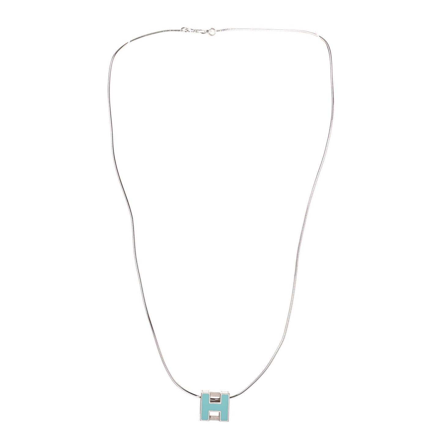 Lacquered Cage d'H Pendant Necklace Bleu Atoll